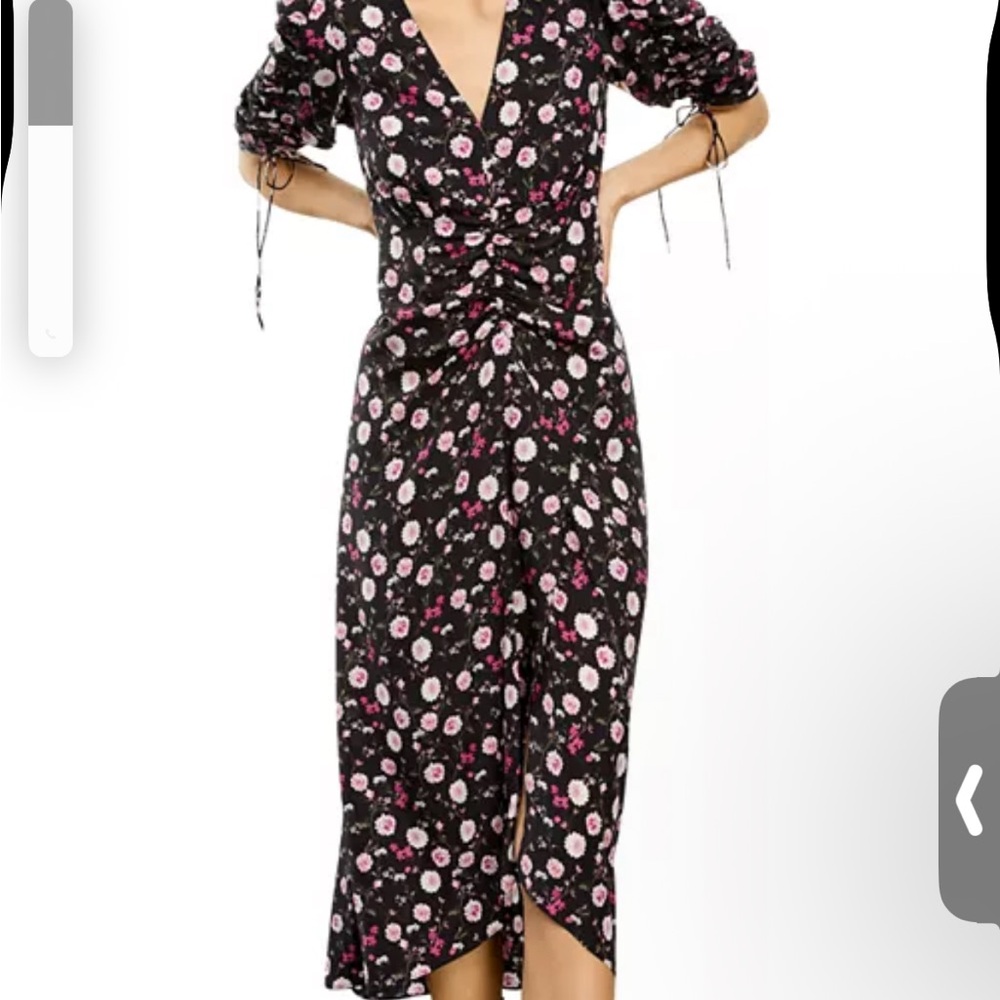 The Kooples Black and Pink Floral Long Sleeve Dress